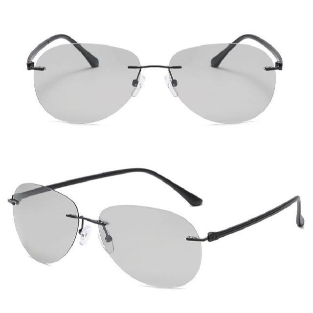 超軽量 スリム リムレス 調光 サングラス 偏光 UV400カット 色が変わる メンズのファッション小物(サングラス/メガネ)の商品写真