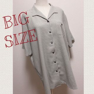 ルーズ ビッグシルエット 格子柄 チェック柄 シャツ アイボリー 黒 ゆるだぼ(シャツ/ブラウス(半袖/袖なし))