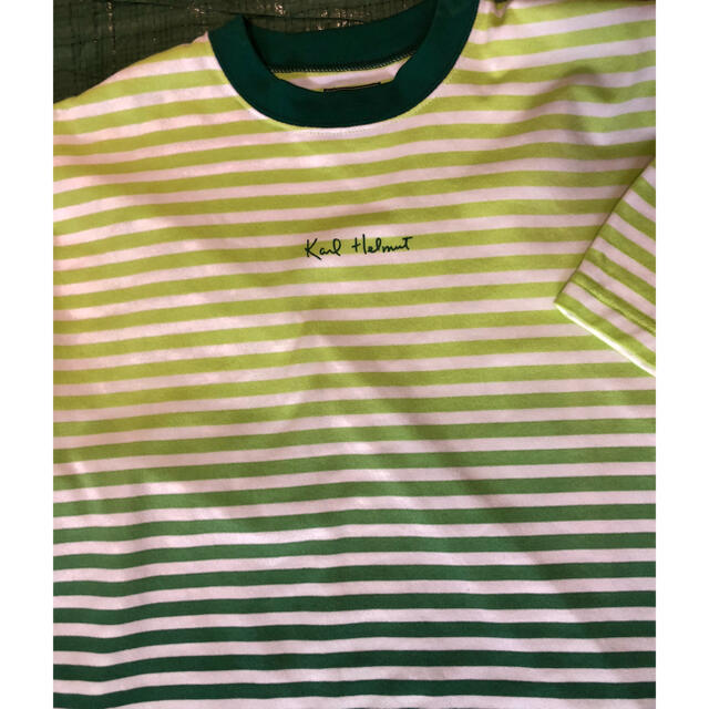 Karl Helmut(カールヘルム)のカールヘルム 半袖 Tシャツ L  グリーン系 ボーダー ピンクハウス メンズのトップス(Tシャツ/カットソー(半袖/袖なし))の商品写真