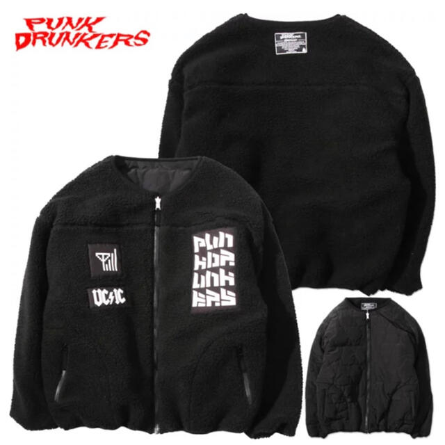 PUNK DRUNKERS(パンクドランカーズ)の値下げしました！パンクドランカーズ  リバーシブルボアJKT  黒  Sサイズ メンズのジャケット/アウター(その他)の商品写真