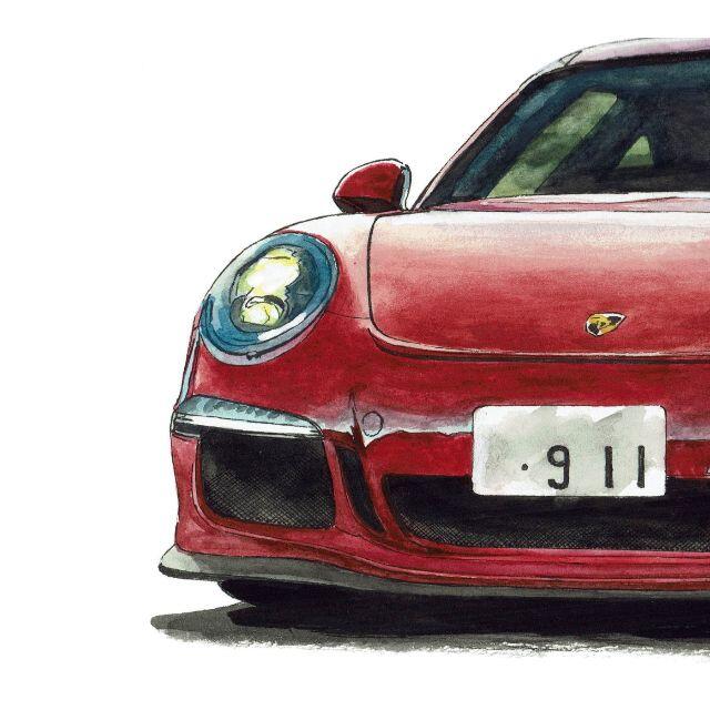 GC-1356ポルシェ911 GT3/GTS限定版画直筆サイン額装●作家平右ヱ門 3