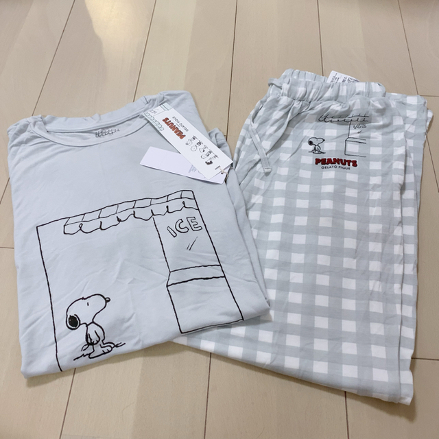 ジェラートピケ スヌーピー ワンポイントTシャツ＆ロングパンツ