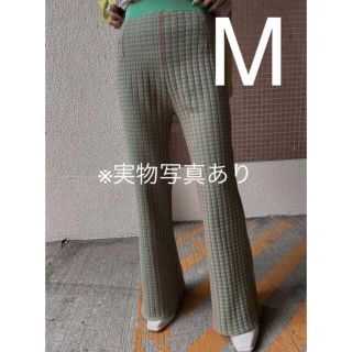 アメリヴィンテージ(Ameri VINTAGE)のAMERI COLORFUL GINGHAM CHECK PANTS 緑　M(カジュアルパンツ)