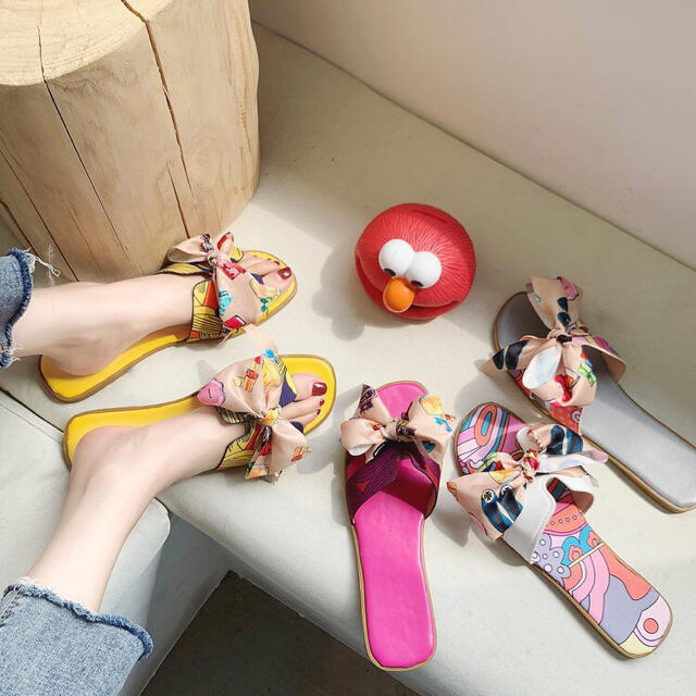 【大きいサイズ】25.5センチ スカーフリボン♡フラットサンダル 韓国 レディースの靴/シューズ(サンダル)の商品写真