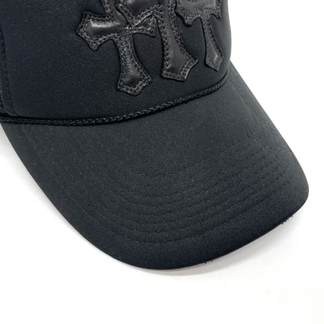 Chrome Hearts(クロムハーツ)のクロムハーツ 3セメタリークロス レザーパッチ メッシュ 帽子 ブラック メンズの帽子(キャップ)の商品写真
