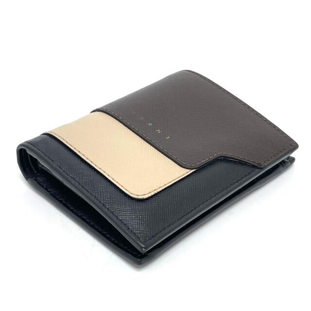 Marni - マルニ ロゴ コンパクト 二つ折り財布 ブラック×ブラウンの 