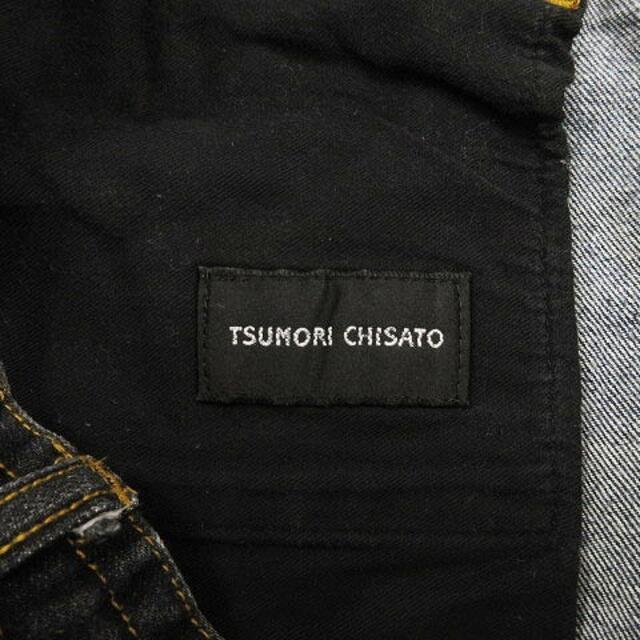 TSUMORI CHISATO(ツモリチサト)のツモリチサト パンツ デニム テーパード アンクル丈 USED加工 紺系 黒 1 メンズのパンツ(デニム/ジーンズ)の商品写真