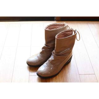 【ZA370】雨靴 長靴 レインブーツ 3E 24.5cm レディース ベージュ(レインブーツ/長靴)