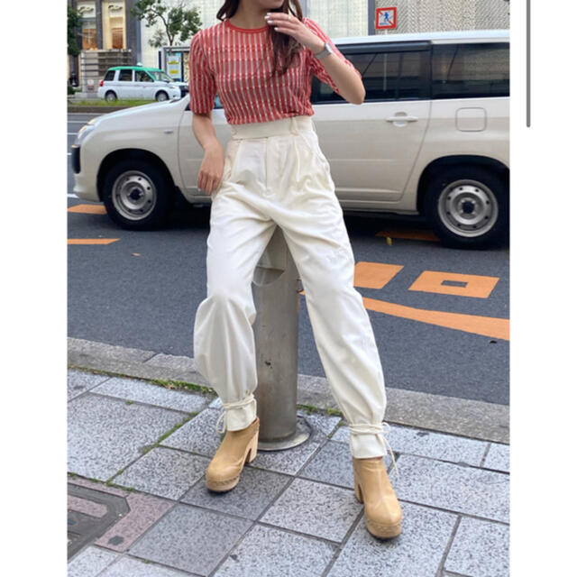 moussy(マウジー)のGATHER STRIPE KNIT トップス レディースのトップス(シャツ/ブラウス(半袖/袖なし))の商品写真