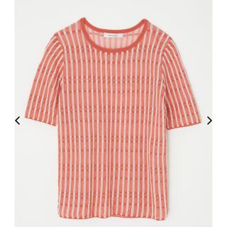 マウジー(moussy)のGATHER STRIPE KNIT トップス(シャツ/ブラウス(半袖/袖なし))