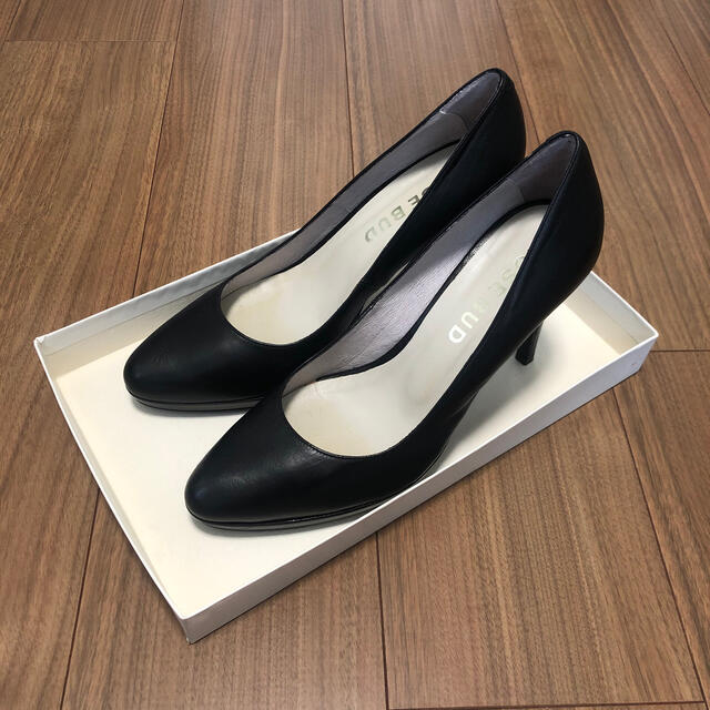 ROSE BUD(ローズバッド)のrose bud leather heel pumps 黒パンプス レディースの靴/シューズ(ハイヒール/パンプス)の商品写真