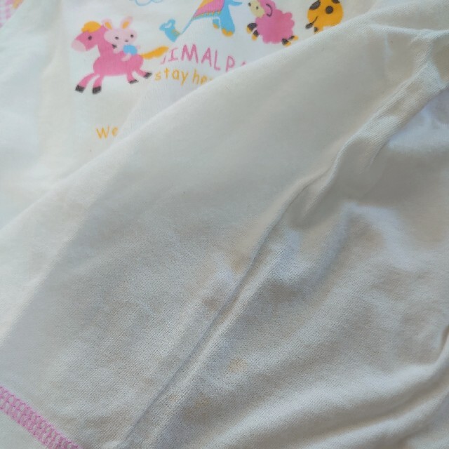 半袖 パジャマ 上下セット 90 動物 チェック柄 ピンク キッズ/ベビー/マタニティのキッズ服女の子用(90cm~)(パジャマ)の商品写真