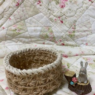ハンドメイド 麻紐かご 麻紐小物入れ 麻紐植木カバーの通販 by