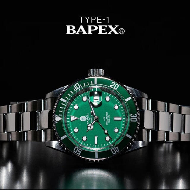 腕時計(アナログ)BAPE TYPE 1 BAPEX グリーン