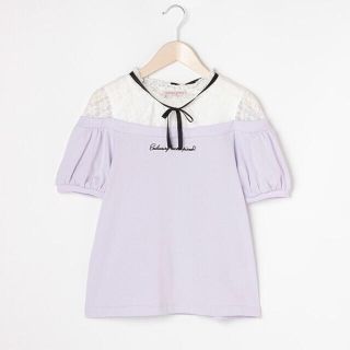 メゾピアノジュニア(mezzo piano junior)のメゾピアノ新品新作タグ付きオフショルダー風レーシー半袖Tシャツ140(Tシャツ/カットソー)