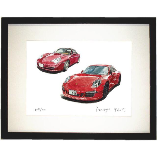 版画GC-1361ポルシェ911 GT3/GTS限定版画直筆サイン額装●作家平右ヱ門