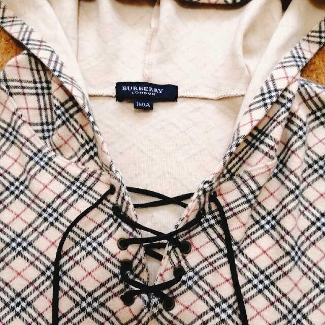 BURBERRY(バーバリー)の[BURBERRY/160]バーバリーチェック編み上げパーカー キッズ/ベビー/マタニティのキッズ服女の子用(90cm~)(Tシャツ/カットソー)の商品写真