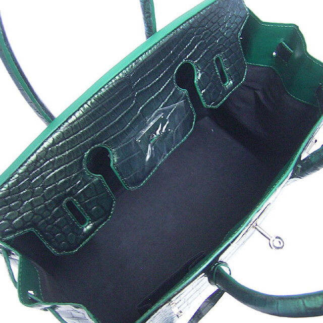 YB-2103 ハンドバッグ グリーン   サイズ35 クロコ レディースのバッグ(ハンドバッグ)の商品写真