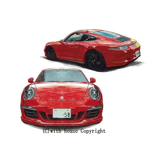 GC-1357ポルシェ911 GTS限定版画直筆サイン額装●作家平右ヱ門