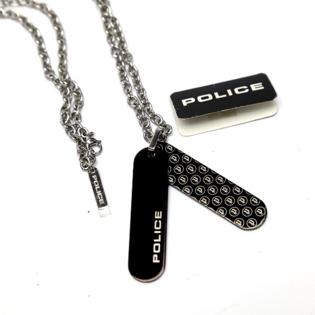 ポリス 20544PSB02 ネックレス ブラック×シルバー  POLICE  POLICEプレートネックレス