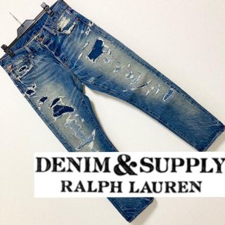 デニムアンドサプライラルフローレン(Denim & Supply Ralph Lauren)の美品◆デニム&サプライ ラルフローレン◆クラッシュ リペア加工 デニム ジーンズ(デニム/ジーンズ)