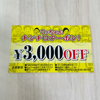 札幌 てっちゃん 3000円クーポン(レストラン/食事券)