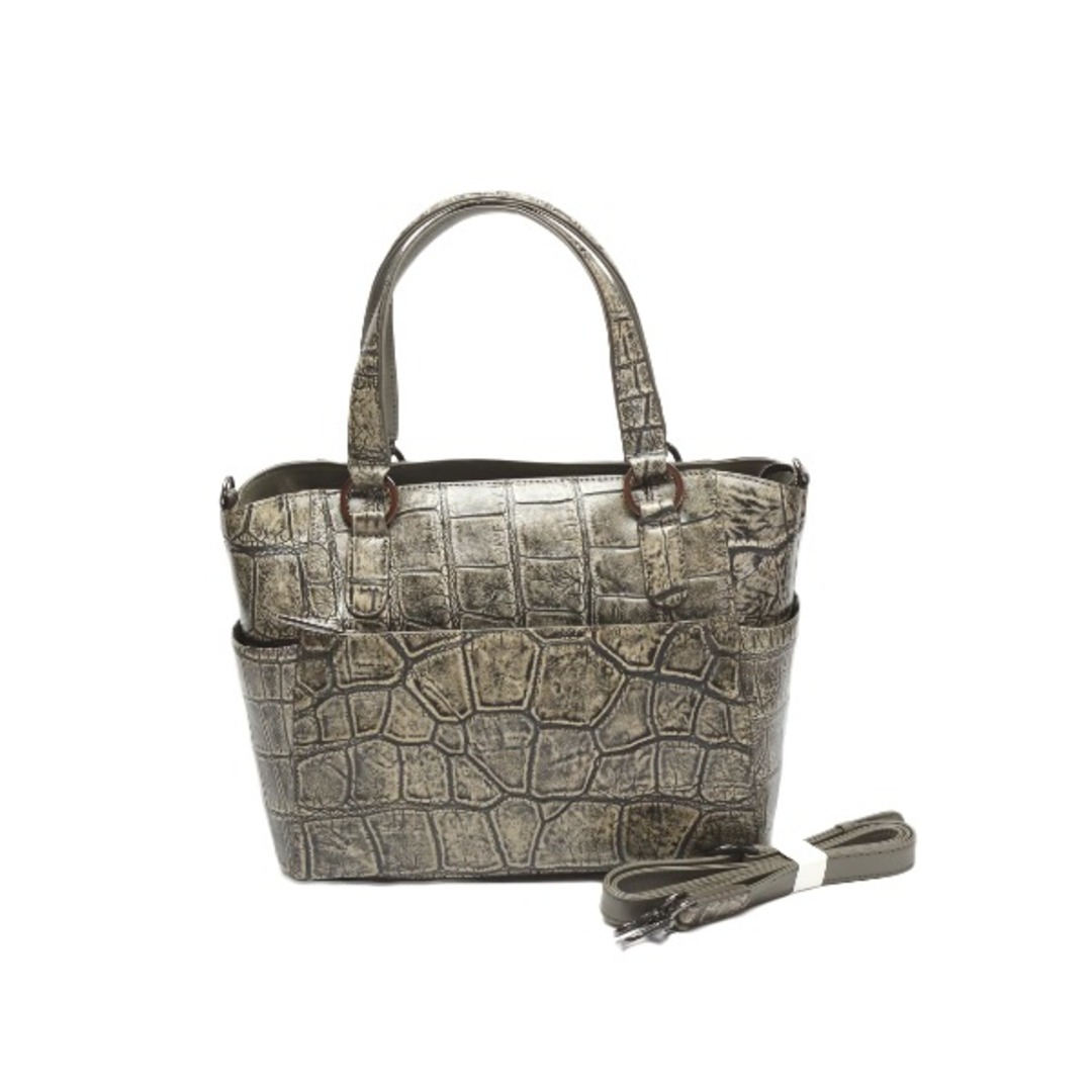 最新入荷】 Crocodile - クロコダイル LB-3057 ハンドバッグ グレー