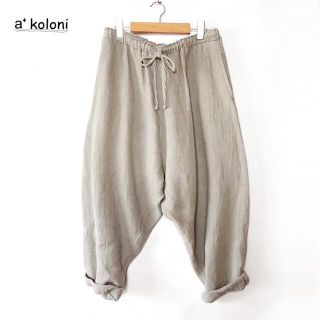 ツムグ(tumugu)の美品 a+koloni✨リネン テーパード バルーン サルエルパンツ 日本製(サルエルパンツ)