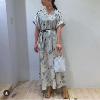 mame17ss ロングワンピース ドレス  サイズ2 ネイビー×白