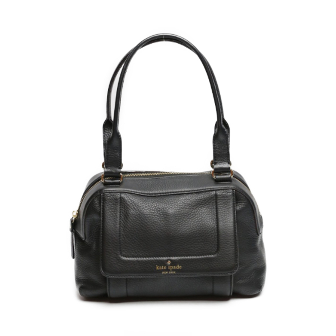 kate spade　2way ハンドバッグ　レザー　シボ革　黒　コンパクト