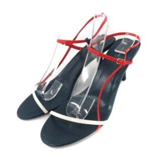 ザロウ BARE SANDAL サンダル ヒール トリコロール レザー 緑(サンダル)