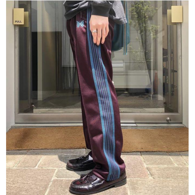 美品 パープル needles トラックパンツ ストレート ブラック
