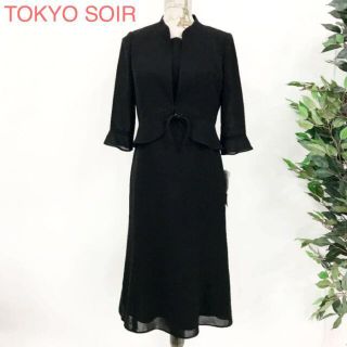 ソワール(SOIR)のTOKYO SOIR ワンピース フォーマル アンサンブル風 七分袖 2583(スーツ)