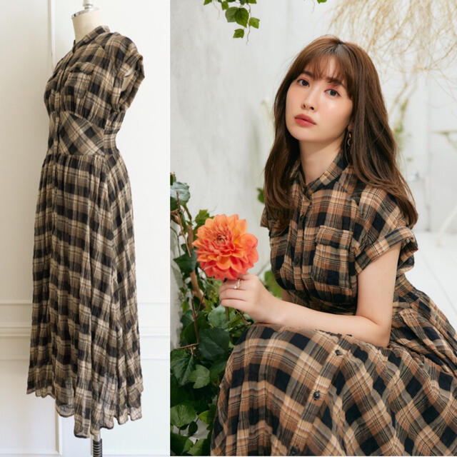 SNIDEL(スナイデル)のher lip to Cotton-Blend Voile ShirtDress レディースのワンピース(ロングワンピース/マキシワンピース)の商品写真