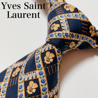 サンローラン(Saint Laurent)の極美品　イヴサンローラン　ネクタイ　ハイブランド　花柄　ビジネス(ネクタイ)