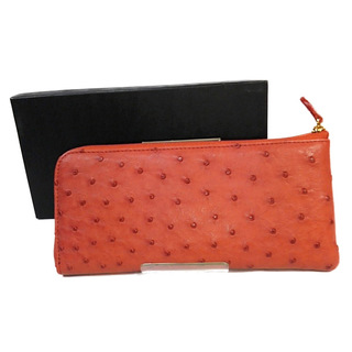オーストリッチ(OSTRICH)のオーストリッチ 0244 長財布 オレンジ  ostrich アースカラー 薄型 軽量(財布)