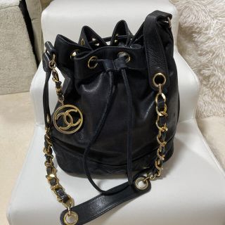 シャネル(CHANEL)のCHANELラムスキン巾着ショルダーバッグ  ヴィンテージ品(ショルダーバッグ)