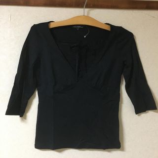 ニジュウサンク(23区)の●美品　23区　デザイン　カットソー 　ブラック 　サイズ32  (Tシャツ(長袖/七分))