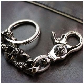 クロムハーツ(Chrome Hearts)のフローラル クロス キーチェーン キーホルダー ファンシークリップ　キーチェーン(キーホルダー)