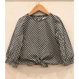 ザラキッズ(ZARA KIDS)のZARA girls 110 ギンガム　チェック　リボン　ブラウス　プルオーバー(ブラウス)