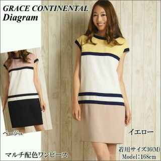 グレースコンチネンタル(GRACE CONTINENTAL)のマルチ配色ワンピース(ひざ丈ワンピース)