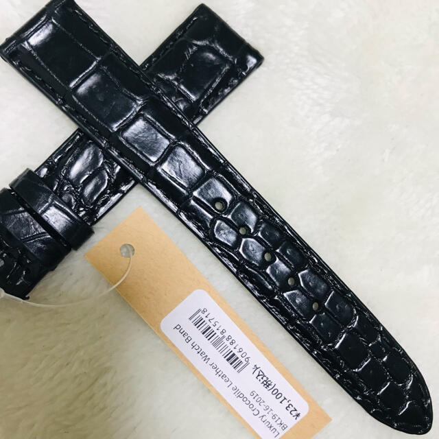 2019#19mm-16mmブラック★本物クロコダイル腕時計用ベルト
