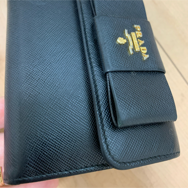 極美品 PRADA コンパクトウォレット 1MV204 リボン 261 | www