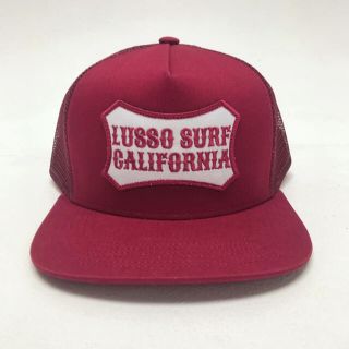 スタンダードカリフォルニア(STANDARD CALIFORNIA)の西海岸スタイル☆LUSSO SURF ボックスロゴ刺繍キャップ☆帽子　ボルドー(キャップ)