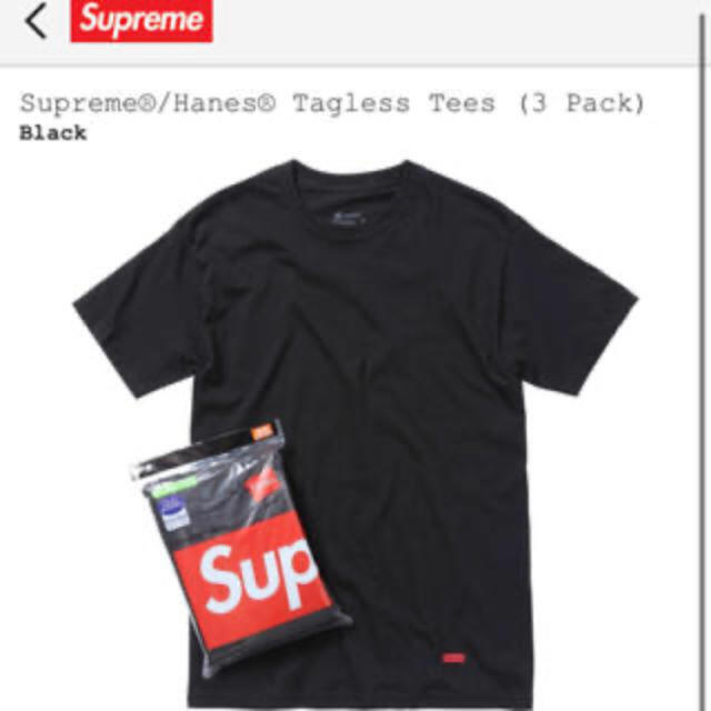 Supreme(シュプリーム)のSupreme Hanes Tシャツ 黒1枚  メンズのトップス(Tシャツ/カットソー(半袖/袖なし))の商品写真