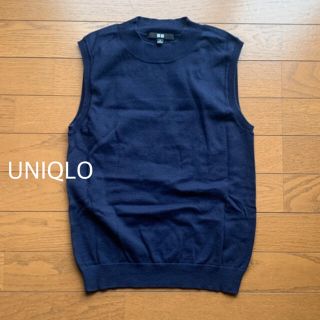 ユニクロ(UNIQLO)のUNIQLOネイビーノースリーブニット(ニット/セーター)