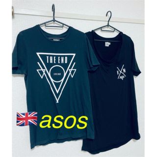 エイソス(asos)のasos Tシャツ 2枚セット　ブラック　ネイビー　S  (Tシャツ/カットソー(半袖/袖なし))