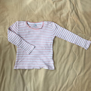 ユニクロ(UNIQLO)のユニクロ　トップス　キッズ女の子　ピンク　ボーダー柄(Tシャツ/カットソー)