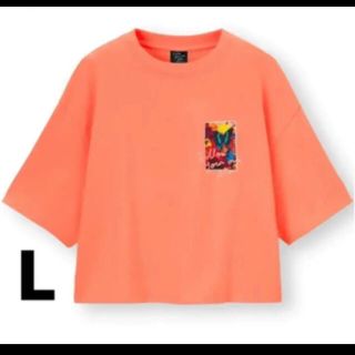 ジーユー(GU)のGU×蜷川実花コラボ  クロップグラフィックTシャツ XLオレンジ(Tシャツ(長袖/七分))