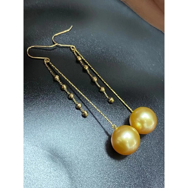 独特の素材 【セール品】天然南洋真珠 ゆらゆらピアス11-12mm k18